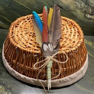 Feather Fan Art Hand Crafted Colorful All Natural New